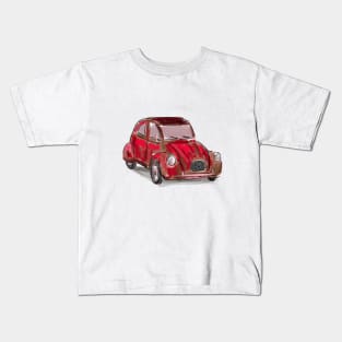 Classic Citroën Deux Chevaux 2CV Loose Sketch - Red Kids T-Shirt